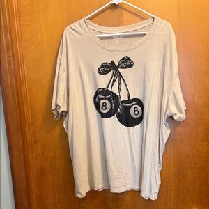 Torrid Beige T-Shirt with Black Cherry Graphic